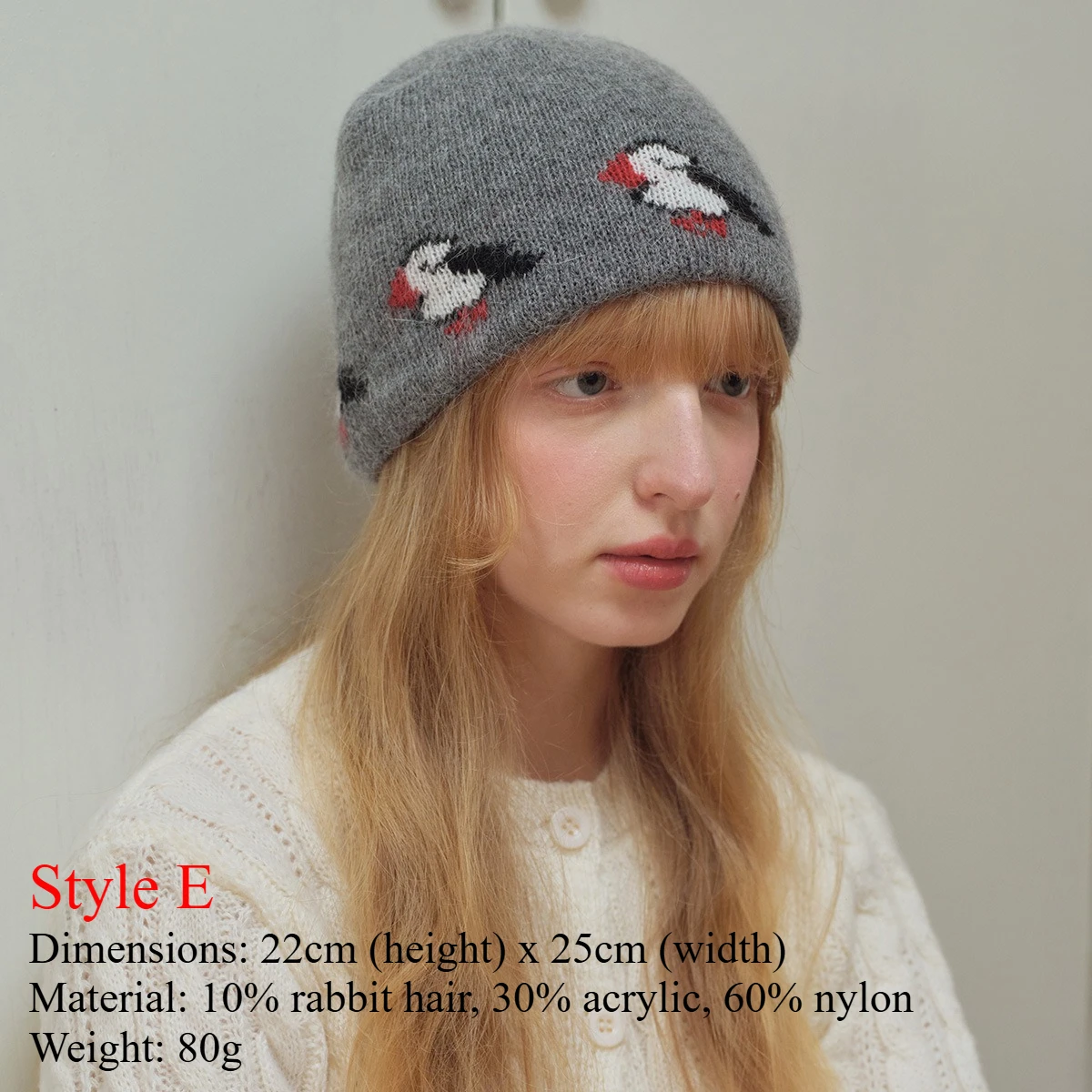 Gorro de punto de lana y piel auténtica