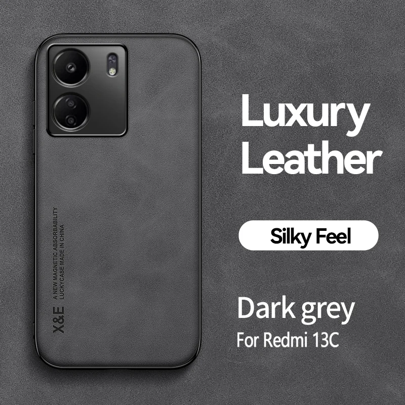 Luxury Magnetic Car Holder Leather Phone Case with Silicone Back Cover