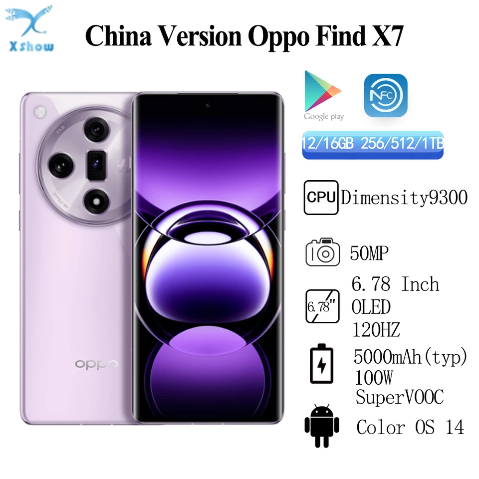 OPPO-Find X7 Rear Triple Camera, 5G Dimensity 9300, 6.78