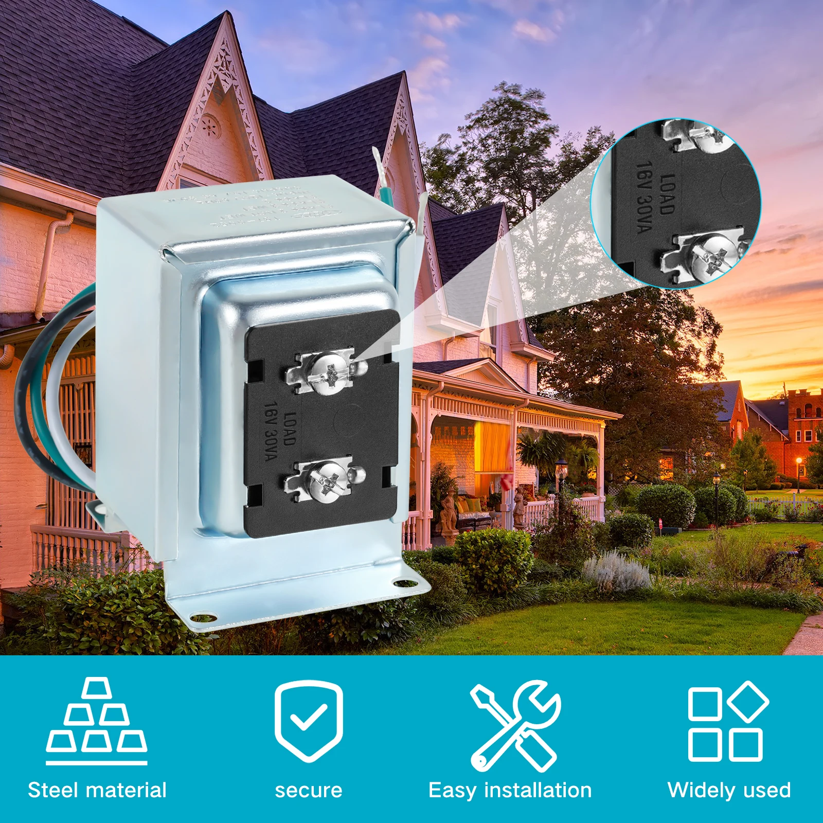 transformador de alimentacao campainha hardwired porta chime termostato seguro 16v 30va 01