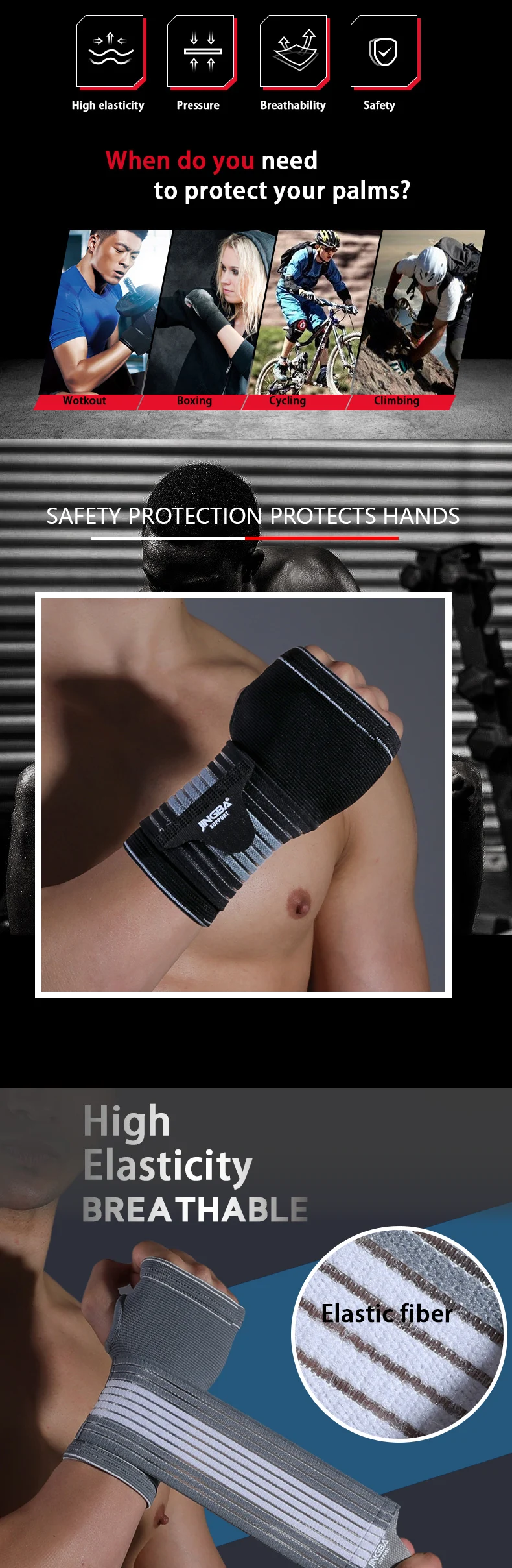 1PCS Hand Handgelenk Unterstützung Kompression Strap für Fitness Boxen HandWraps Unterstützung Verband Gewichtheben – Detail 3