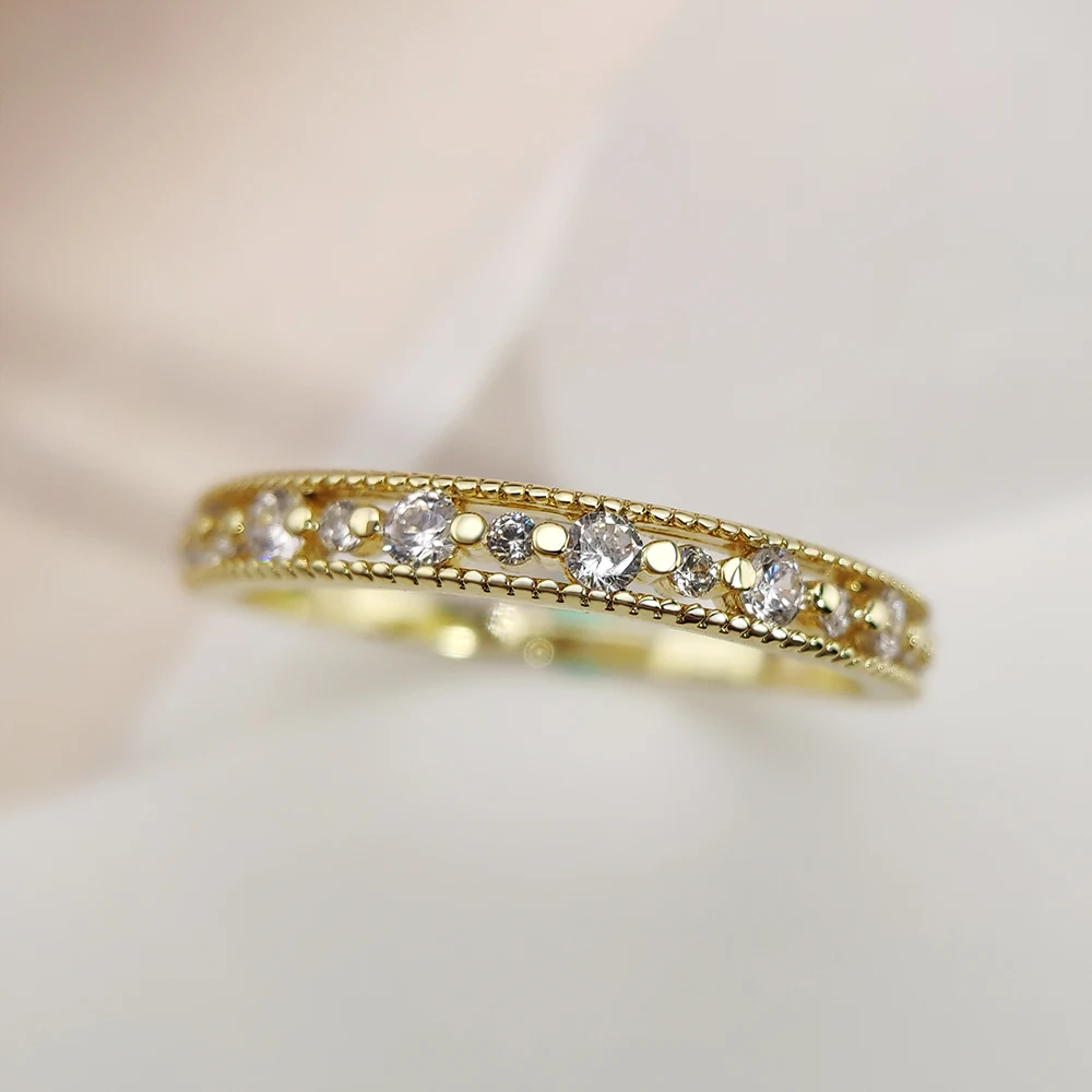 Women's Ring Dainty Daily Midi Rings For Women Simple Hollow Out Cubic Zirconia Silver Plated Gold Color Gifts Fashion Jewelry Rings KCR110