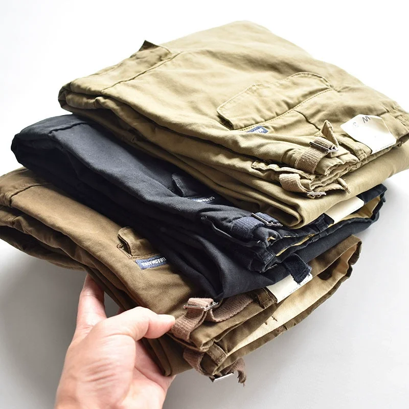 American Loose Straight Tube Canvas Wear-resistant Work Pants Men's Multi Pocket Paratrooper Trousers Heavy-duty Casual Longs