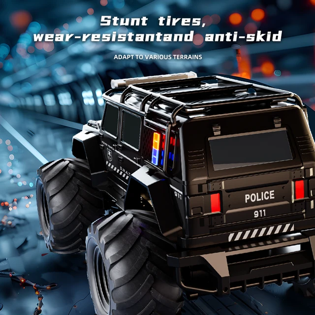 RC Car Amphibious Stunt Vehicle Police Car TCS33 Waterproof Remote Control Car Climbing Vehicle 4WD Off-Road Vehicle Beach Toy 3