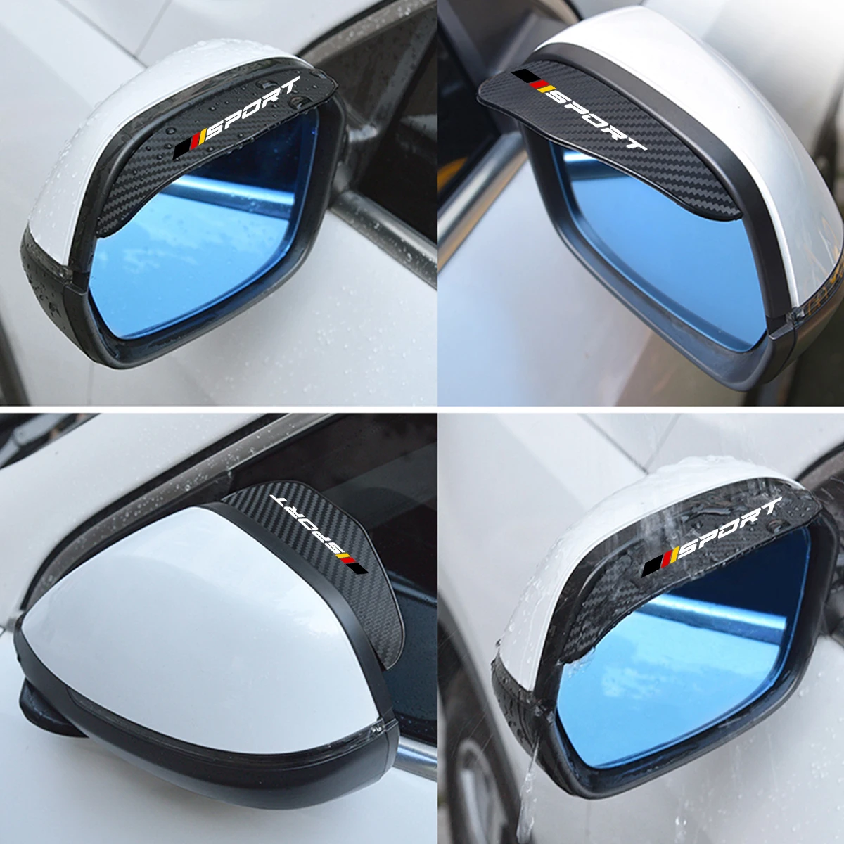 Car Rearview Mirror Visor 2 Pcs Carbon Fiber Rain Eyebrow Snow Blocker Sun Visor For Audi BMW Mercedes Benz VW Toyota