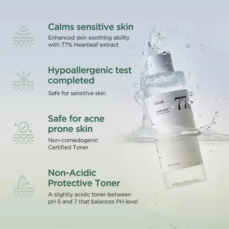 Facial Cleanser Skin Care Set Korean Anua Heartleaf Pore Control Cleansing Oil Toner Serum