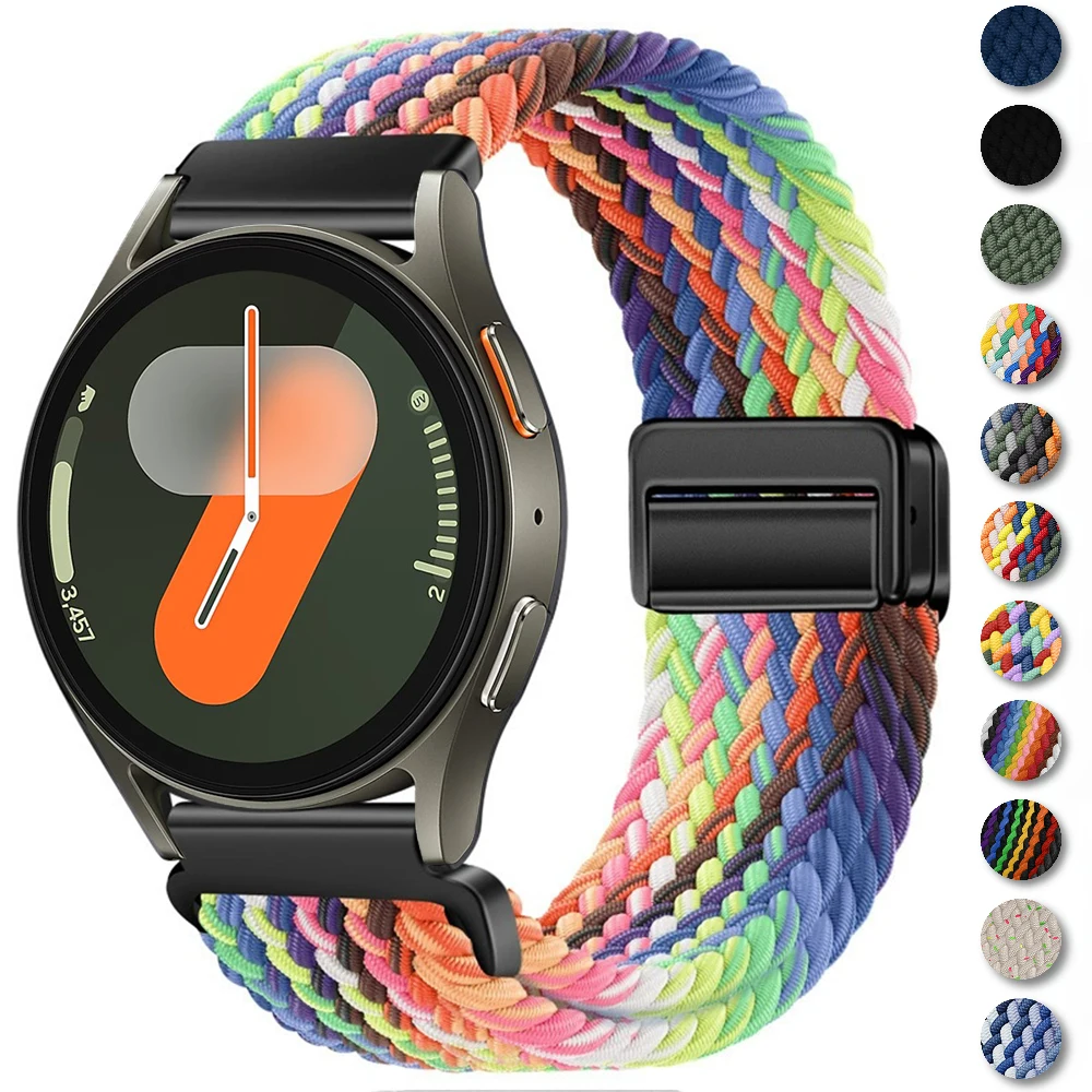 Magnetic Braided Nylon Loop Watch Strap, 22mm/20mm, Universal Fit