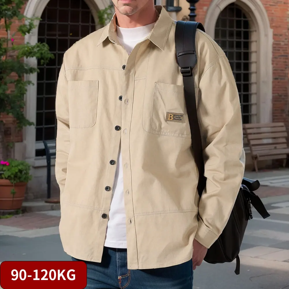 

Oversized Shirt Jacket For Men Cotton Basic Blouse Casual Date Full Sleeve Fashion Tops Plus Size Male Clothes Free Shipping 6XL