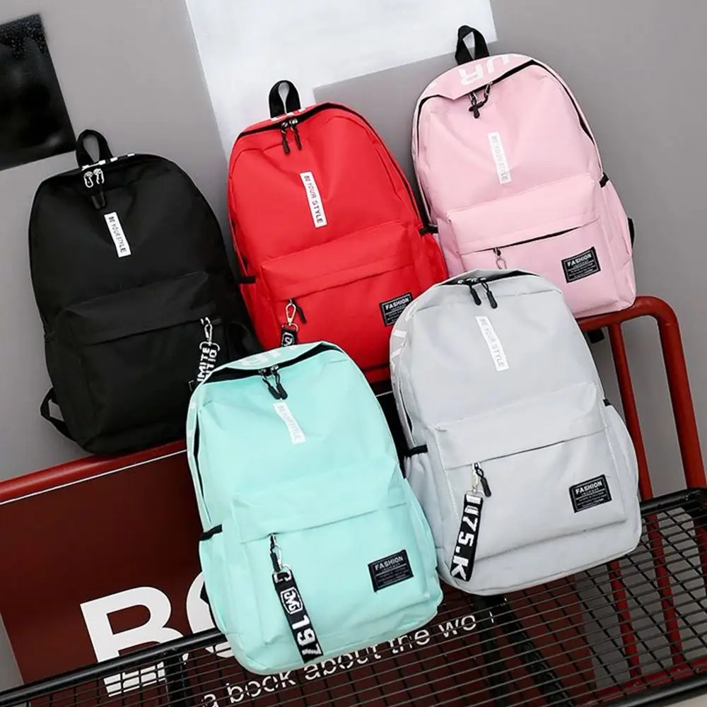 Nylon Large Capacity Backpack Teenage Girls Pure Colour Schoolbag Women Men Waterproof Travel Rucksack Bags