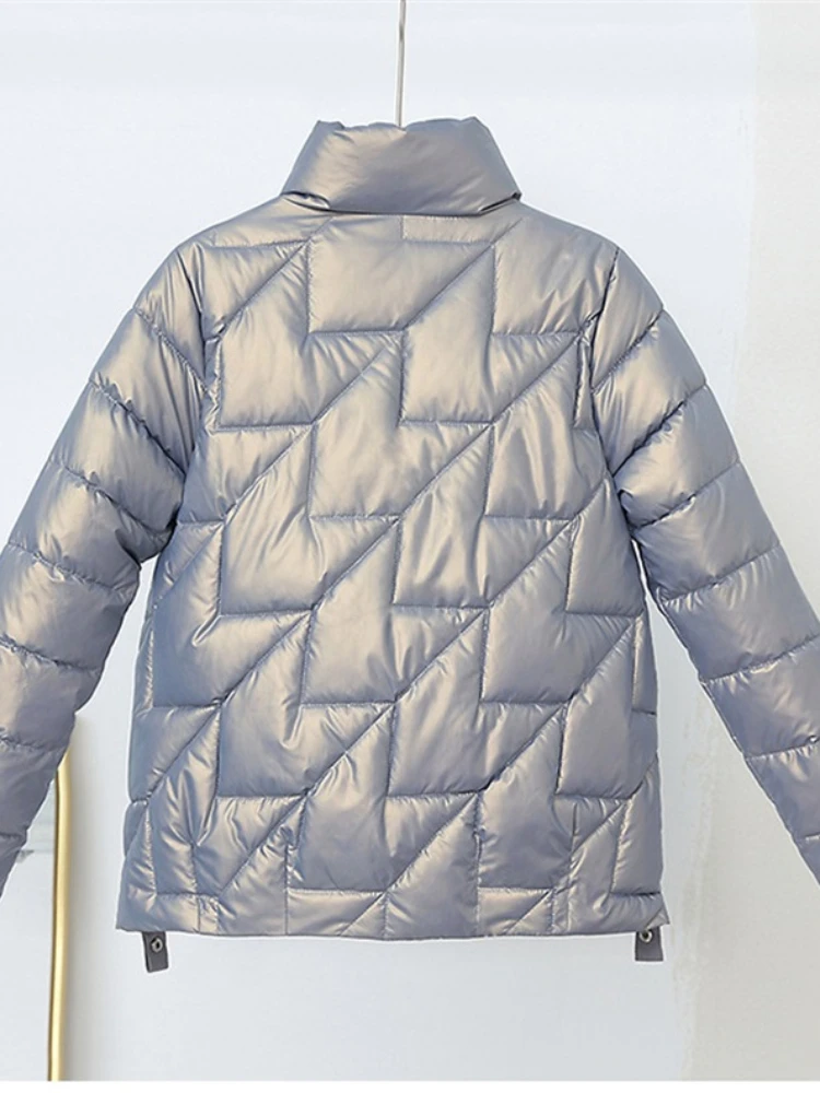 2025 New Glossy Down Cotton Jackets Women Winter Parkas Female Stand Collar Casual Warm Short Puffer Jacket Snow Outwear
