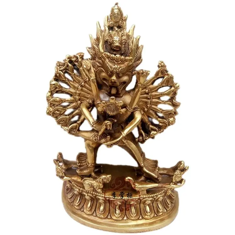 

Бронзовая статуя Будды Wei De Vajra с двойным корпусом Mingwang Dharma защитное украшение 19 см