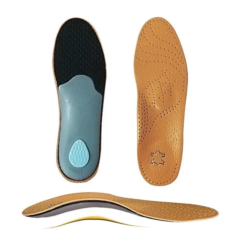 Leather Orthotic Insoles for Men and Women, Flat Feet Arch Support, Orthopedic Shoes Sole Insoles, Corrected Feet