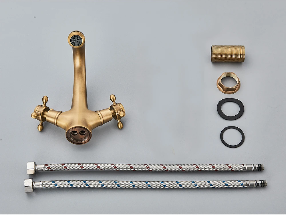 POIQIHY Antique Bathroom Faucet Mixer Image 11