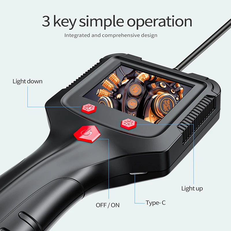 Inspection camera 5.5mm 1080P 2.4" LCD digital borescope IP67 waterproof snake scope for car pipe
