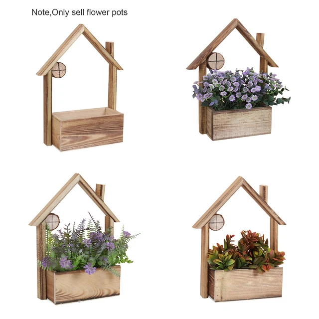 Skandináv Stílusú Falra Szerelt Fa Ház Húsos Virágcserép-Készlet Fal Függő Virágcserepfal Kosarak Otthoni Asztali Dekoráció