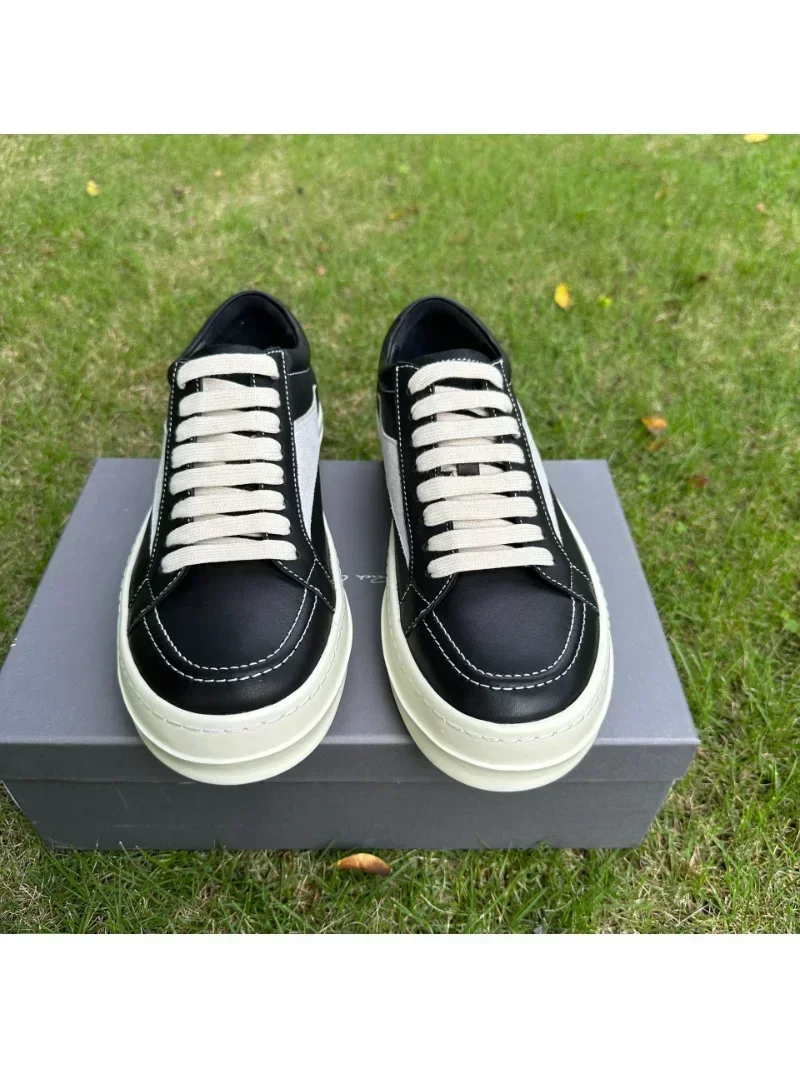 Rick Shoes Low Cut Genuine Leather Thick Sole Black and White Retro Dark Board Shoes Women's Boots Trend 2023 Shoes for Women 3