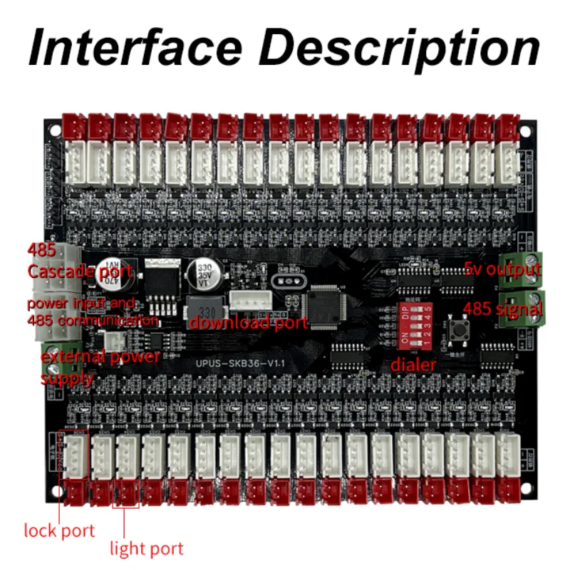 36-channel RS485 smart parcel locker system unlocking control board vending machine aisle motor drive board