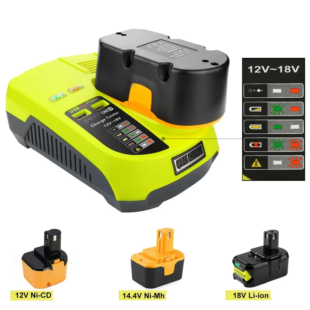 3A Lithium Battery Charger Replacement for Ryobi 12V-18V Model