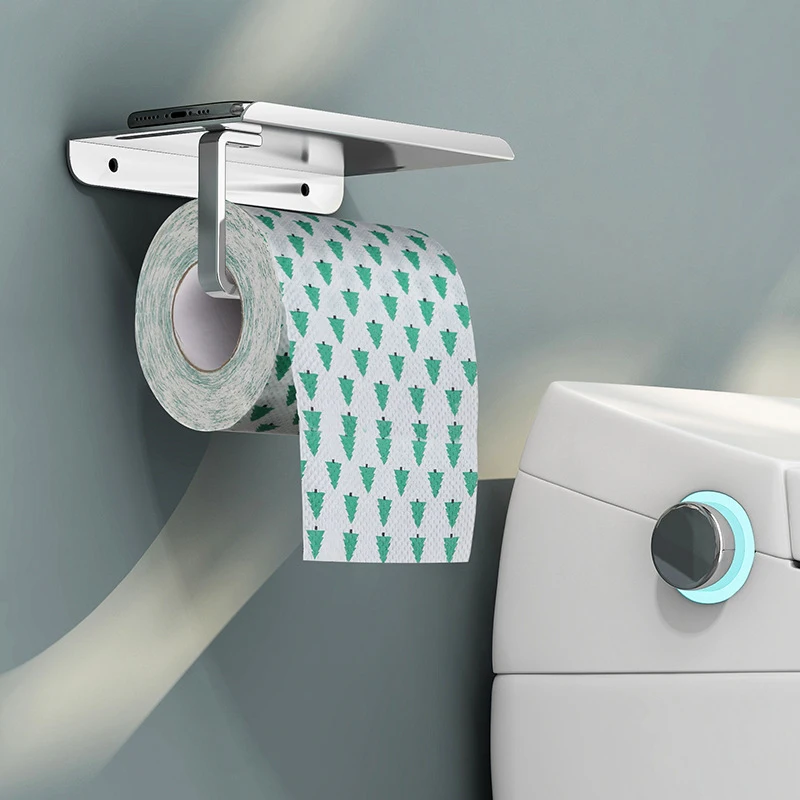 Aluminum Alloy Toilet Paper Holder Shelf With Tray Bathroom Accessories Kitchen Wall Mounted Hanging Toilet Paper Roll Holder toilet paper holder toilet roll holder