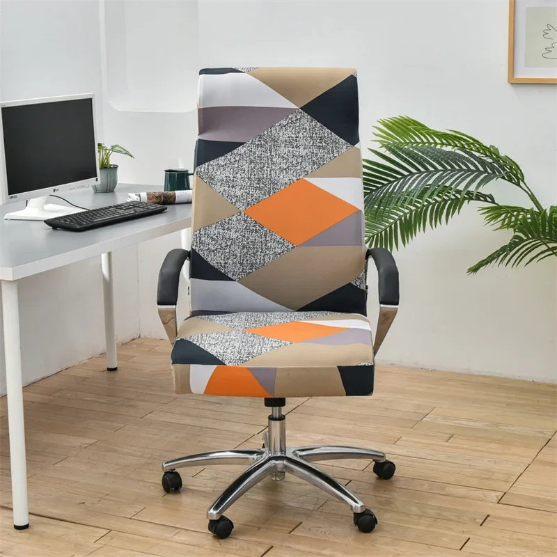 1PC Elastic Office Chair Cover Geometry Printed Computer Chairs Protector Covers Stretch Rotating Gaming Armchair Slipcovers
