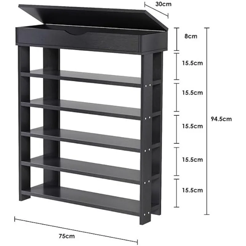 soges 5-Tier Wooden Shoe Rack with Storage Cabinet, 29.5 inches