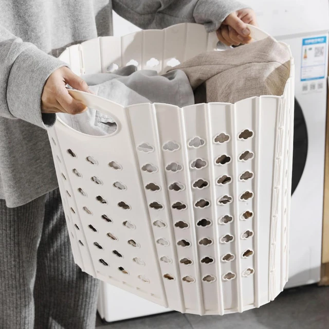 OUTBROS 2 Piezas Cesto Ropa Sucia, Cesta Ropa Limpia Plegable Cesto Colada,  Cuerda de Algodón Laundry Basket Con Asa Cesta Almacenaje Infantil Bebe  para Ropa Juguetes Mantas, Blanco y Gris : 