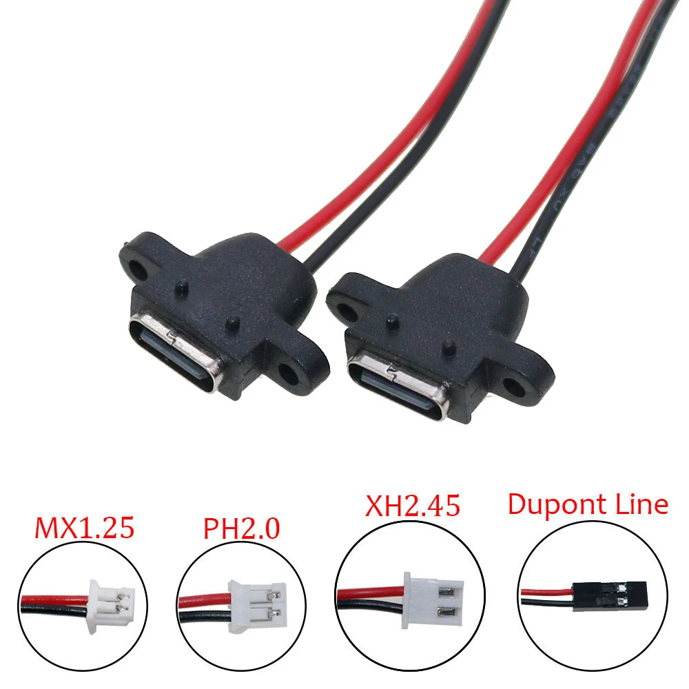 

10pc USB3.1 Connector Type-C 2P SMD SMT Welding Wire Female Waterproof Female Socket Rubber Ring High Current Fast Charging port