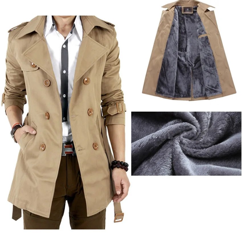 Men's Windbreaker Jacket Vintage Black Khaki Spring Autumn Business Trench Male Double Breasted Retro Classic Long Coat Thick autumn fashion solid fitness outdoor thin sweaters men long sleeve pullovers man o neck male clothes knitting tops pull homme