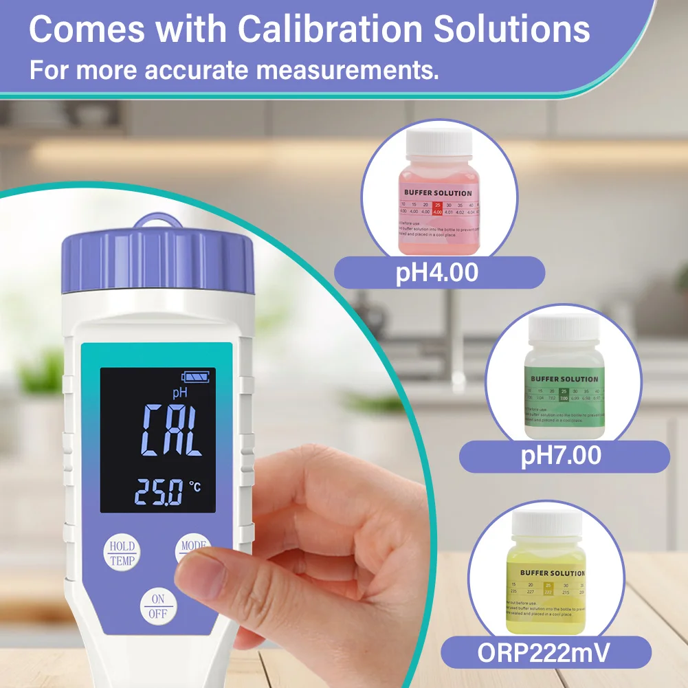 Water Tester PH Meter YAGO Hydrogen Water Tester 7-in-1 TDS EC H2 ORP Salt Temp PH Meter for Drinking Water Pool Aquarium