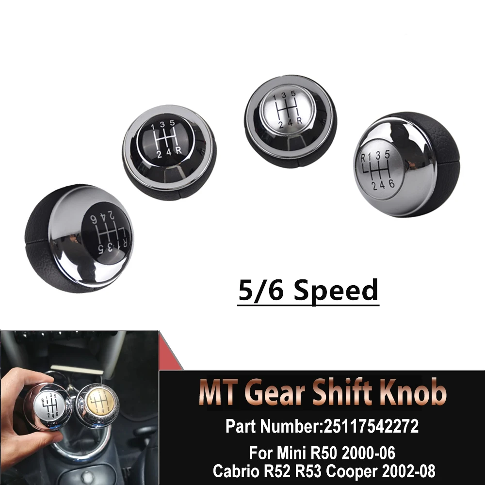 5-6-Speed-Black-Chrome-Gear-Shift-Knob-Car-Accessories-For-Mini-R50 ...