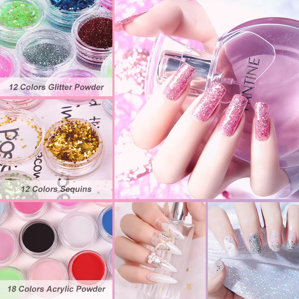Acrylic Nail Kit All-in-One Beginner Nail Kit Acrylic Powder and Liquid Set with Acrylic Nail Brush Kit Acrylic Set 6