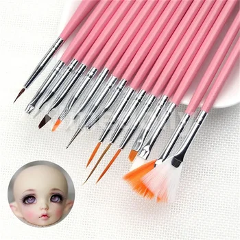 15 pieces/set Blyth doll paint brush, suitable for 1/3 1/4 1/6 SD BJD doll face DIY makeup tool accessories black white pink 1