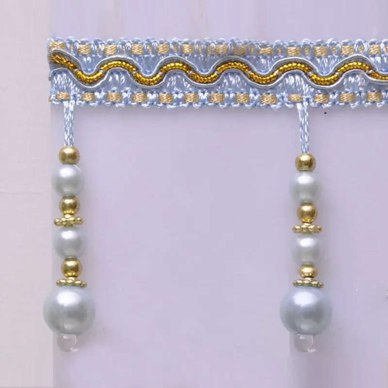11 Meter Curtain Trims Beaded Pendant Lace Trim Tassel Bead Fringe Curtain Accessories Upholstery Decor Ribbon DIY Sewing Crafts