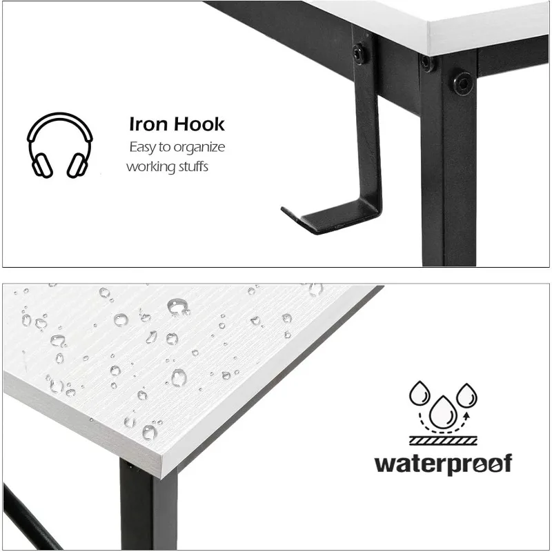 Computer Desk White Writing Table for Small Spaces Home Office 39 Inch Modern Study PC Desk with Storage Bag H 4