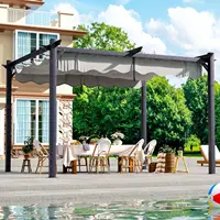 10'x12' Outdoor Pergola with Retractable Canopy, Patio Metal Heavy-Duty Gazebo Shelter for Backyard, Deck, Garden, Customized 2