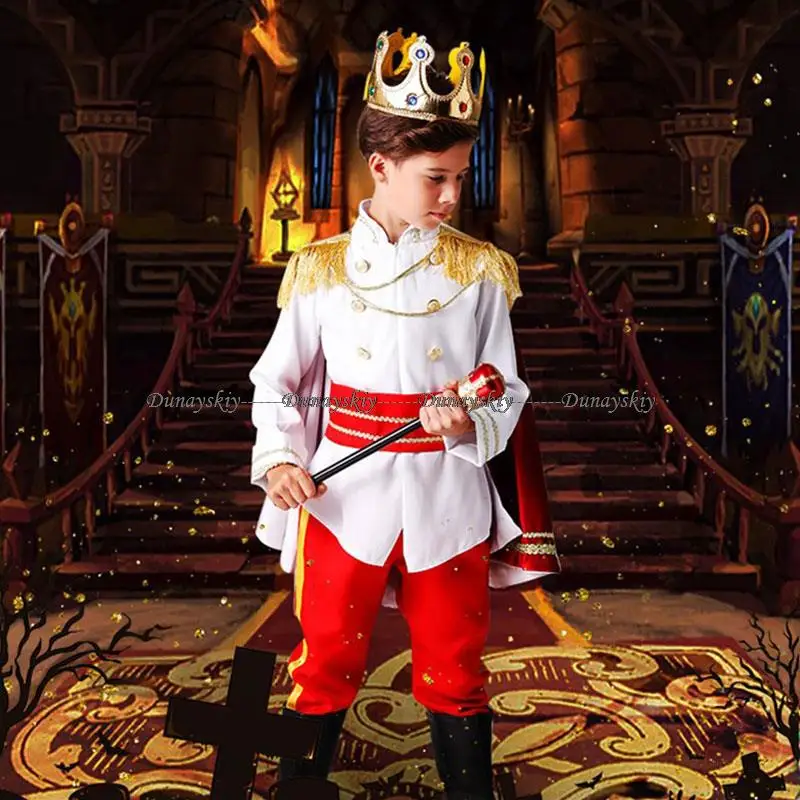 Seven Piece Halloween Children\'s Role Playing King Costume Fantasy European Royal Costume Christmas Gift Set