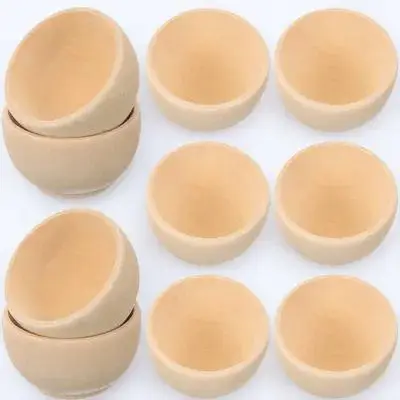 10Pcs 작은 나무 그릇 세트 미완성 천연 나무 DIY 공예 재료 마커 페인트 펠트 원사 장식에 이상적 크리 에이 티브