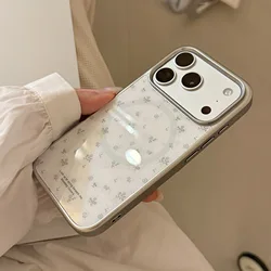 Korean Blue Floral Magnetic Foldable Phone Case - Shockproof Hard Cover - iPhone 15 Plus (Only case)