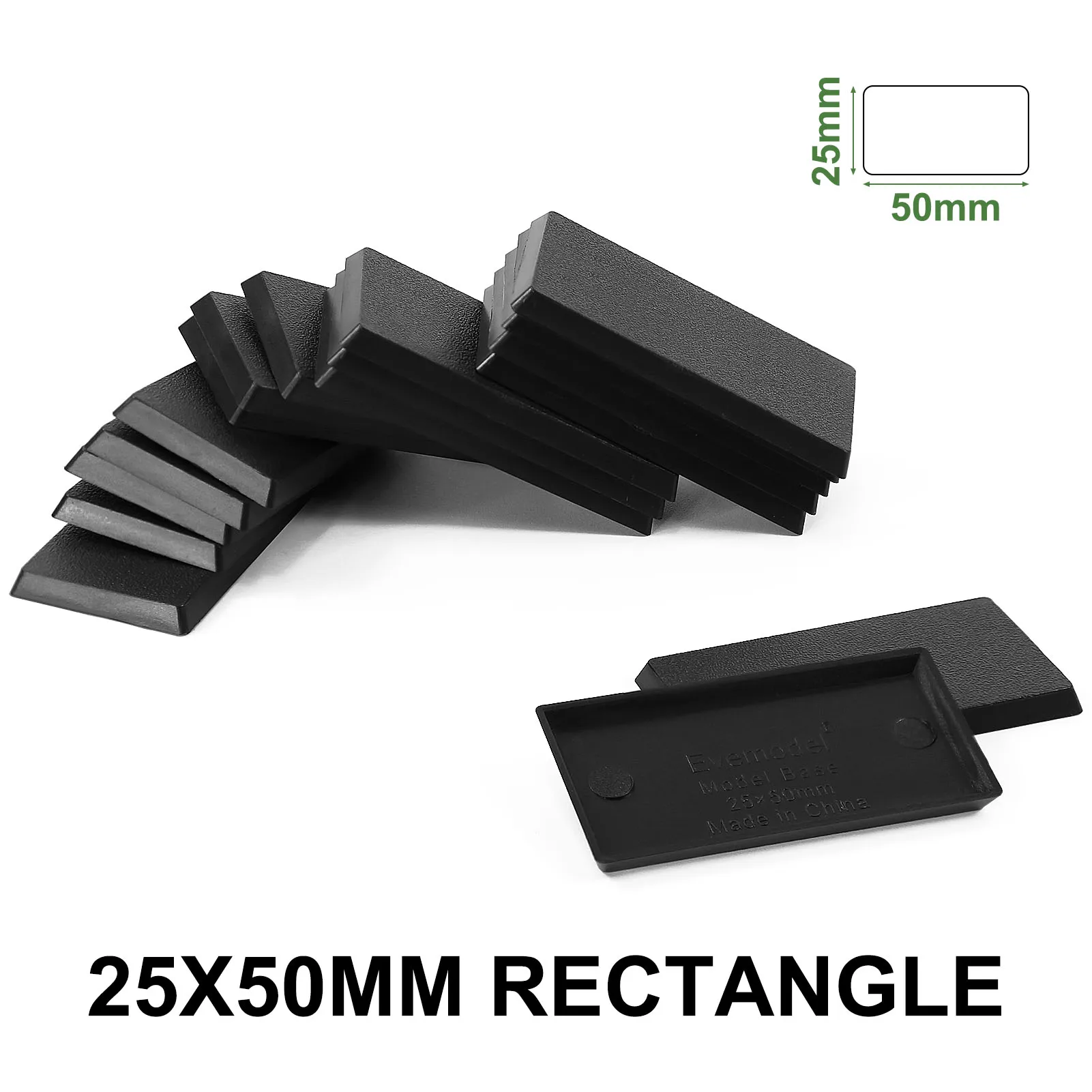 8 inserti terminali rettangolari in plastica nera 20 mm x 40 mm