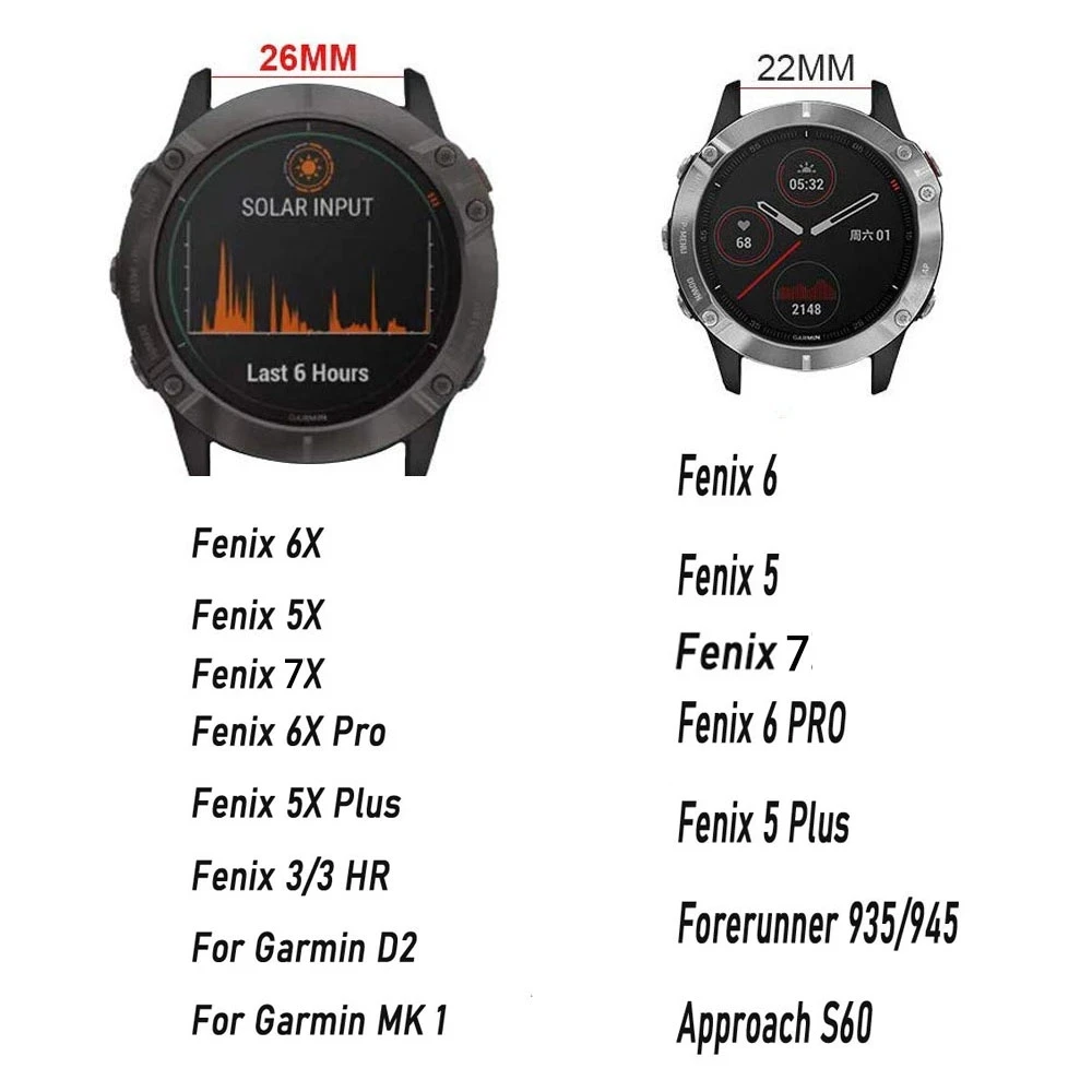 Garmin Fenix 7x, Fenix 6x, Fenix 5 Plus, Forerunner 935, Approach