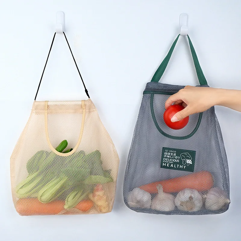 

Multi-purpose Household Fruit and Vegetable Mesh Bag Kitchen Wall-mounted Storage Bag Portable Breathable Storage Bag
