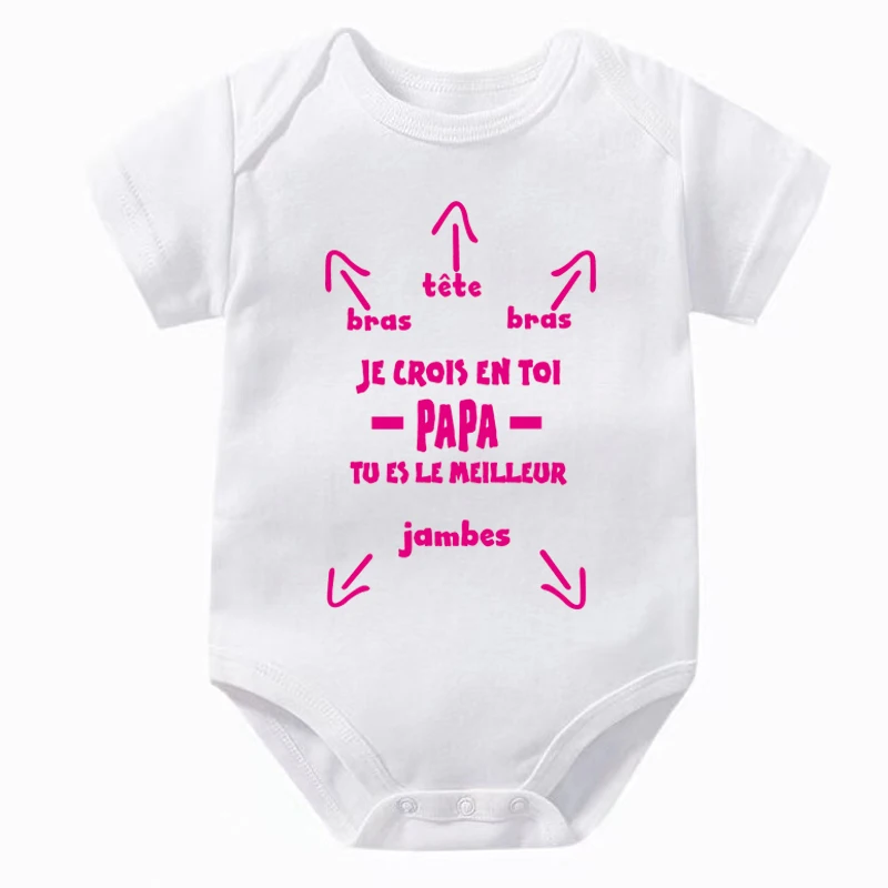 Papa Tu Es Le Meilleur Baby Bodysuit Cute Summer Baby Romper Body Baby Boys Girls Clothes Outfits Cotton Baby Wear Dad\'s Gift
