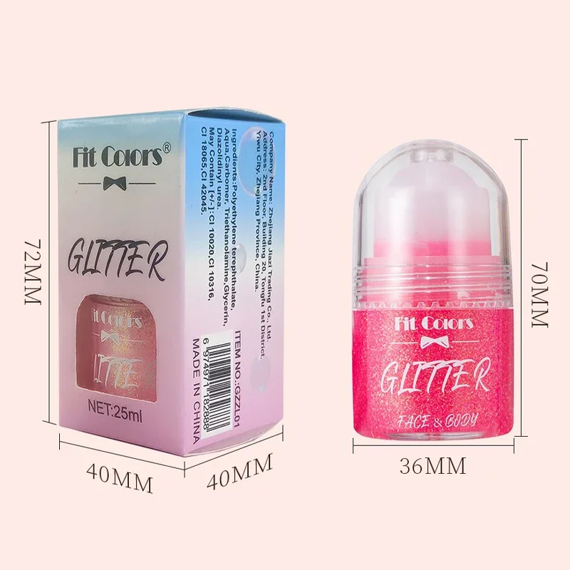 Diamond Highlighter Rolling Ball Glitter Gel Smooth Body Face Brighten Jelly Sparkling Shimmer Sequins Party Concert Makup Tool 6