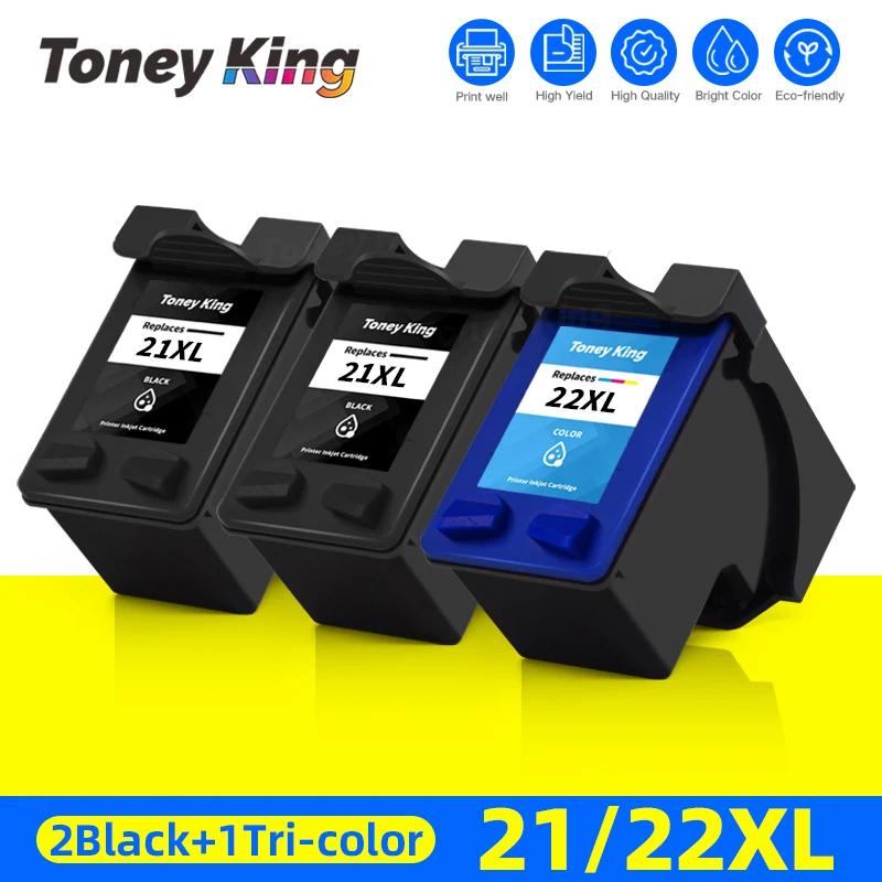 Sostituzione Della Cartuccia Di Inchiostro Toney King 21 22 Per Hp 21 22 Xl Per Cartuccia Di Inchiostro Hp21 22Xl Per Stampante Hp Deskjet F2180 F2280