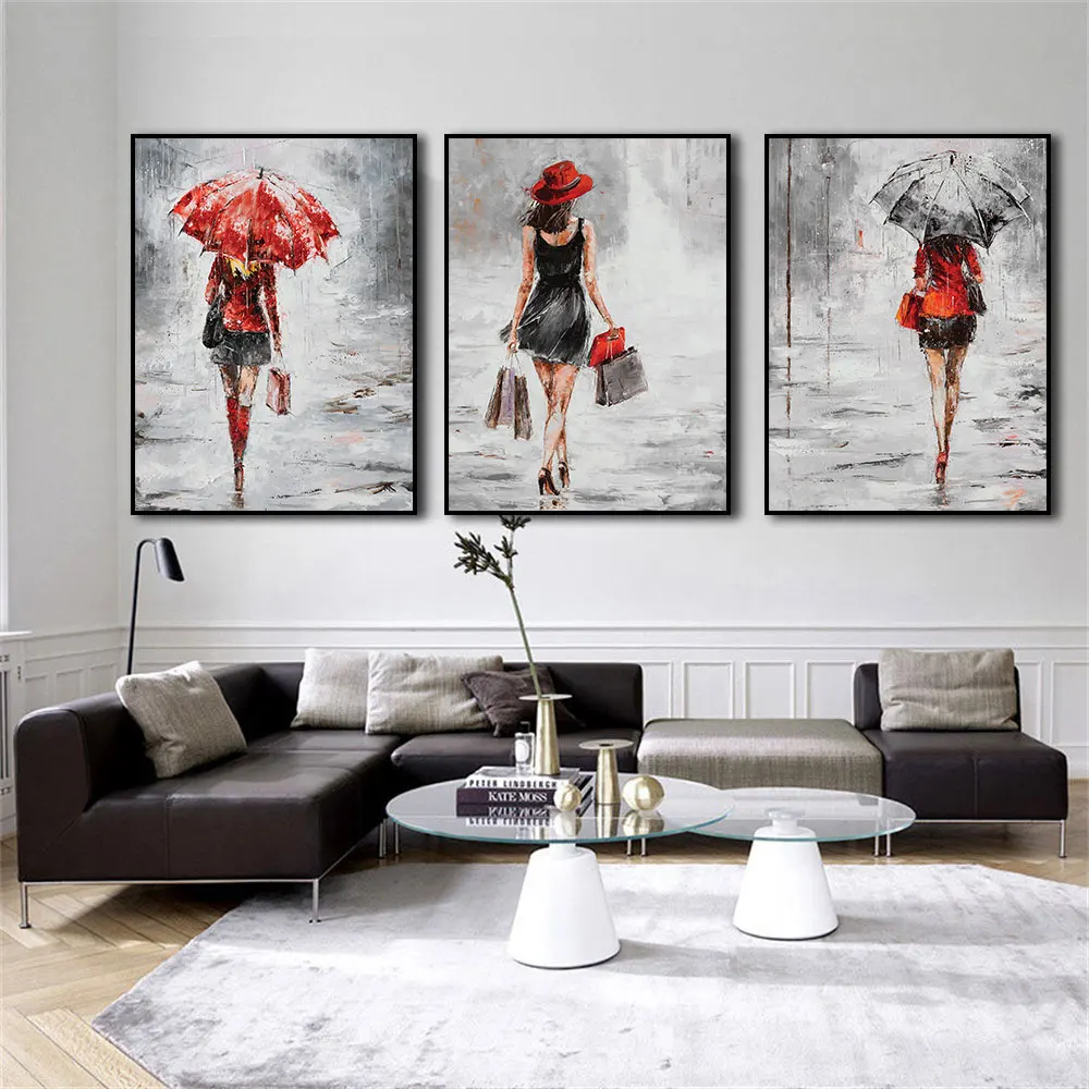 

Joklanta Kowalik Abstract Fashion Women With Umbrellas oil Canvas Painting Home Decor Wall Art Picture For Living Room