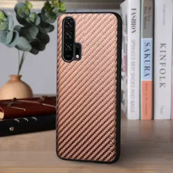 Carbon Fibre Pattern Soft Back Cover  - Premium Phone Case for 6.15 RU Honor 20S (Coffee)