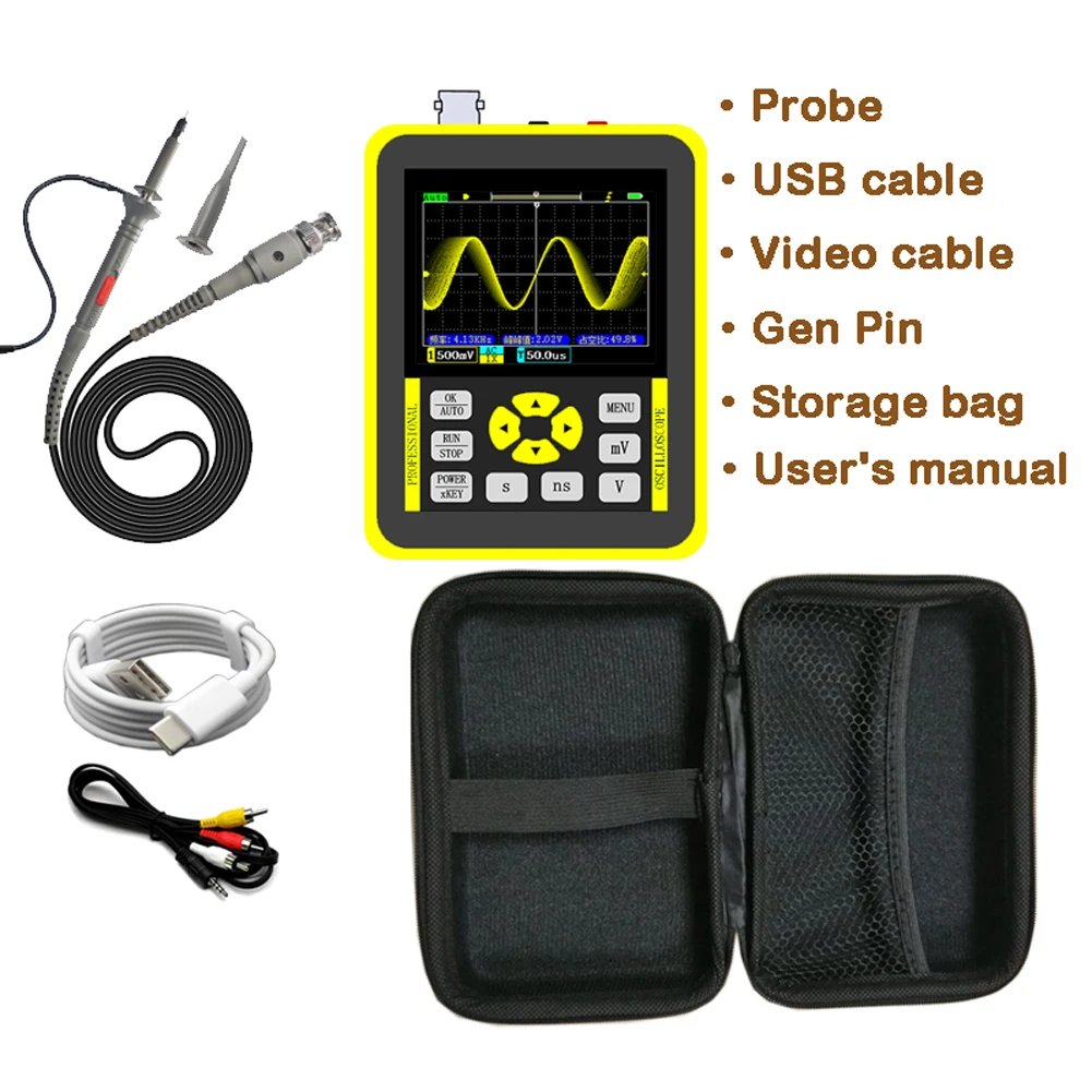 

DIY Oscilloscope and Color 500M Bandwidth Handheld Maintenance Screen with 2.4 Digital 120M DSO1511G Rate Inches Sampling for