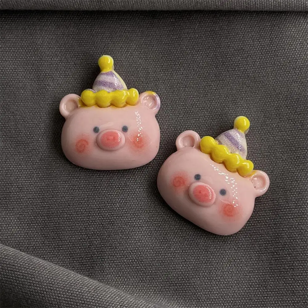 5 stücke kawaii Cartoon Tierkopf Kaninchen Bär Hund Flatback Harz Charms passen Telefon Deko Teile Verzierungen für die Herstellung – Detail 9