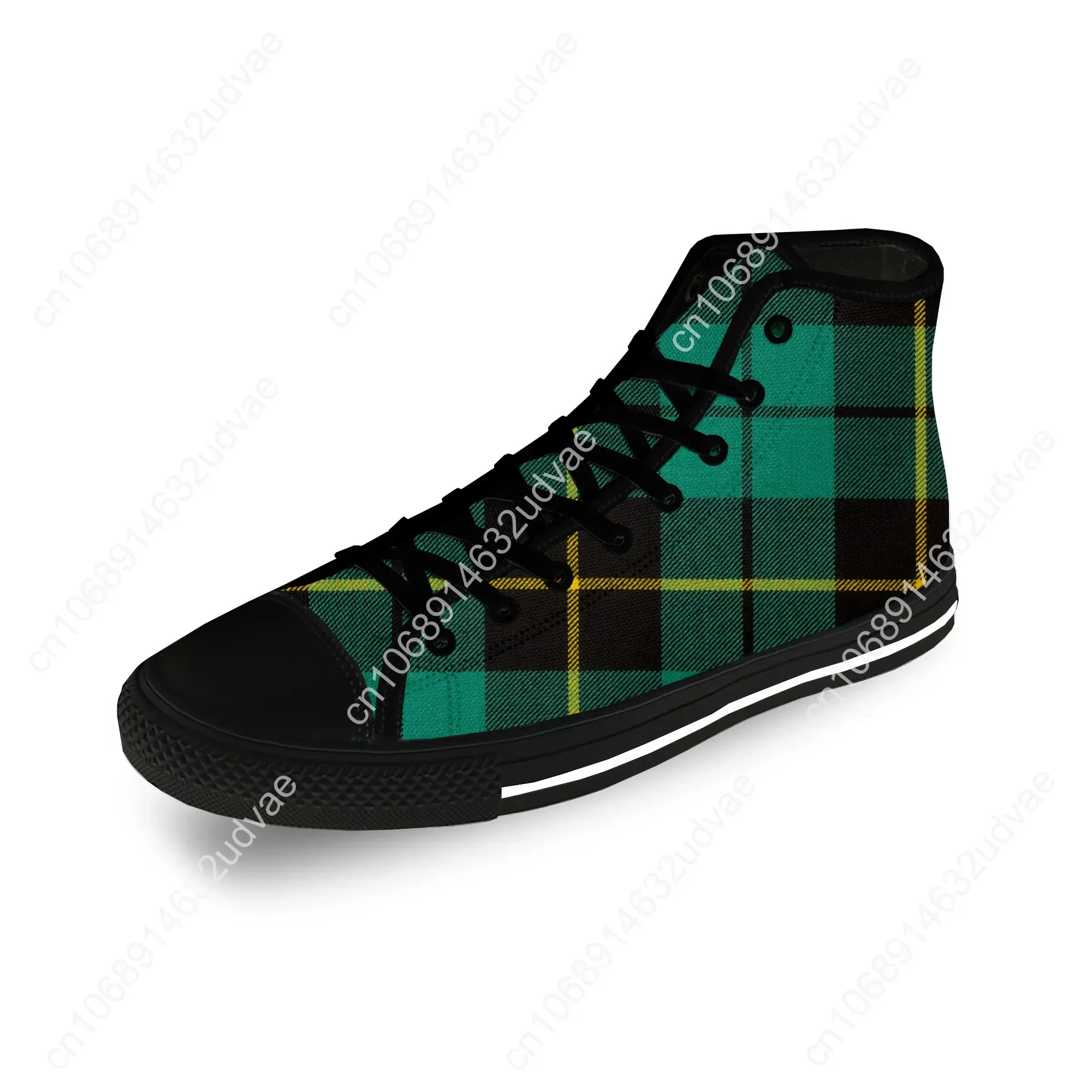 Hunting Stewart Scottish Tartan Plaid Casual Cloth 3D Print High Top Canvas Shoes Men Women Lightweight Breathable Sneakers