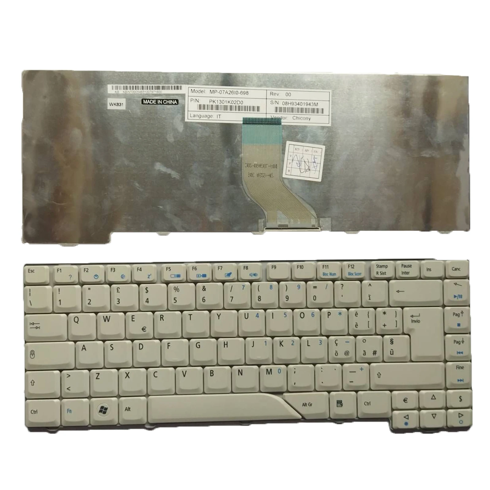 

Клавиатура для Acer Aspire 4220 4520 4710 5520 5315 5920 5710 белый IT
